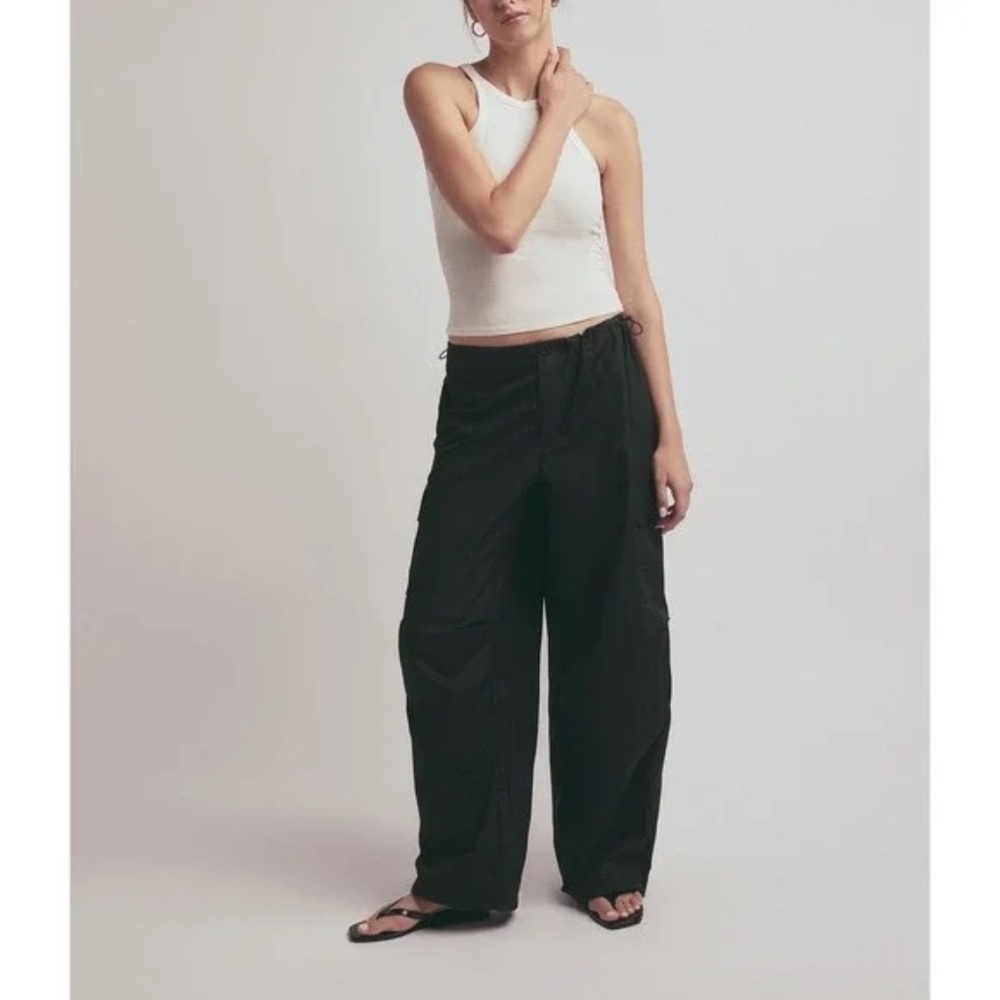 NEW Favorite Daughter The Low Cargo Wide Leg Pants Black M NWT